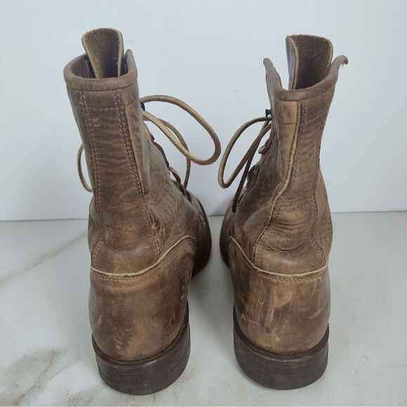 VTG Justin Men\'s L576 Light Brown Leather Lace Up Western Boots, Sz 8